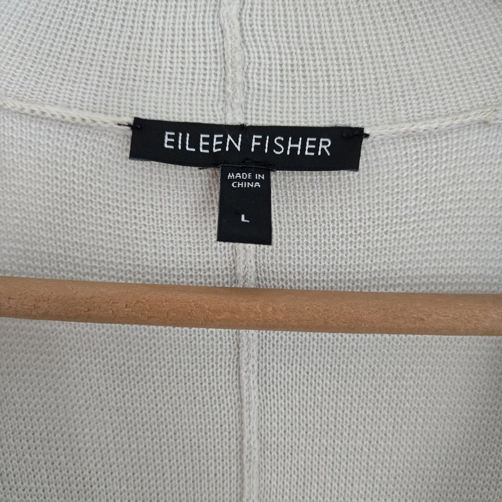 Eileen Fisher Women's Silk Cotton Interlock Cardigan Size L Lagenlook Minimalist - Picture 4 of 12